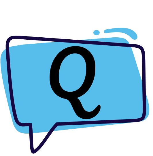 dialogue graphic with Q inside