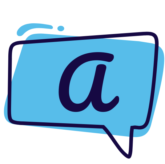 dialogue graphic with A inside