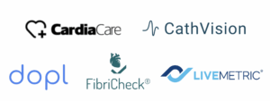 cardiacare, cathvision, dopl, fibricheck, livemetric logos